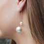 Silver Plated White Pearl Threader Drop Earrings, thumbnail 2 of 6