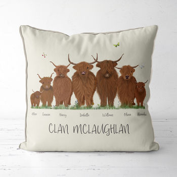 Personalised Highland Cow Family Cushion, 5 of 6