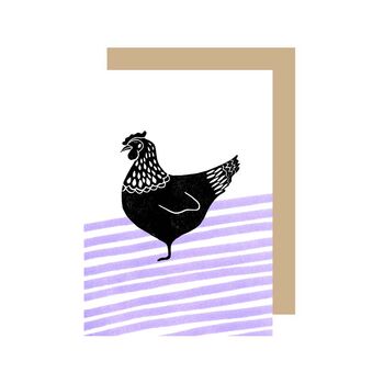 Lilac Hen Greetings Card, 2 of 2