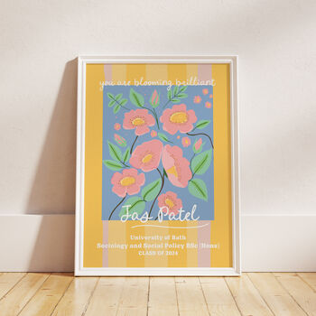 Personalised 'Blooming Brilliant' Print 2024 Graduation Gift For Her, 7 of 7