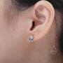 Sterling Silver Opal Blue Cz Flower Stud Earrings, thumbnail 2 of 12