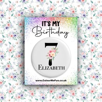 Personalised Floral Birthday Badge, 3 of 4
