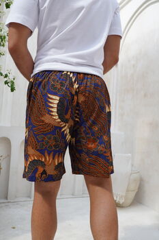 Royal Blue Men’s Cotton Batik Shorts, 4 of 4
