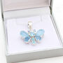Aquamarine, Apatite And Blue Topaz Gemstone Butterfly Pendant, thumbnail 2 of 2