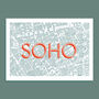Soho London Map Screen Print, thumbnail 1 of 5