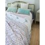 Mint Palm Tree Indian Block Printed Cotton Bed Quilt, thumbnail 2 of 4