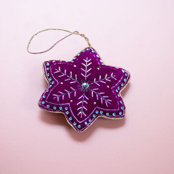 Purple Velvet Star Christmas Bauble, 2 of 2