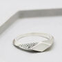 Engraved Sterling Silver Diamond Signet Ring, thumbnail 4 of 12