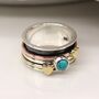 Personalised Sterling Silver Turquoise Love Spin Ring, thumbnail 2 of 9
