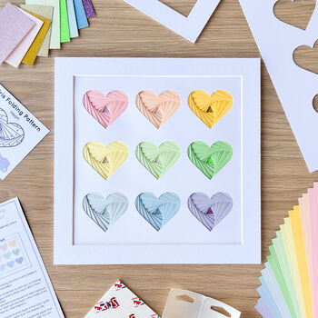 Nine Paper Hearts Craft Kit Pastels | Iris Folding, 2 of 5