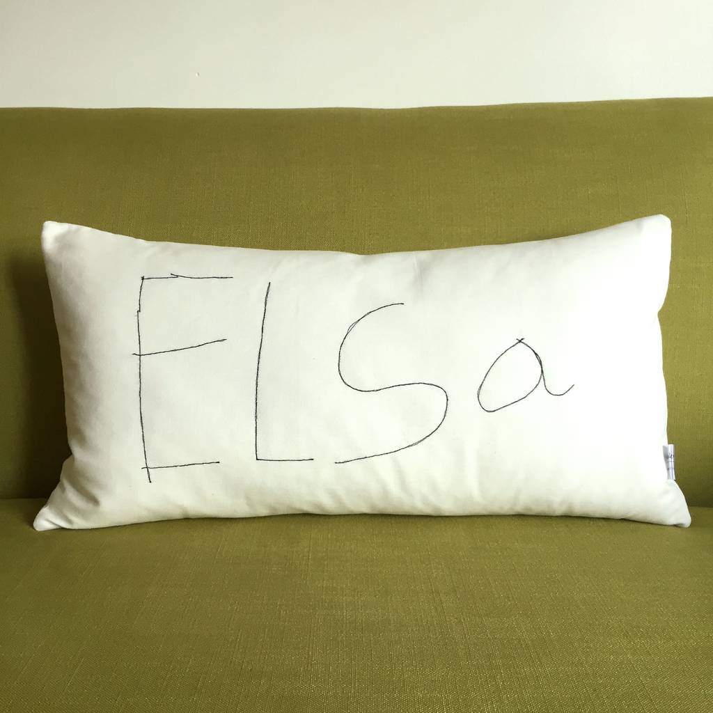 Your Child's First Hand Writing On A Cushion By Kay Buckley Designs