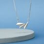 Sterling Silver Geometric Pendant Necklace. Fan Shape, thumbnail 4 of 5