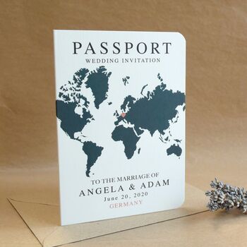 World Map Passport Wedding Invitation, 7 of 12