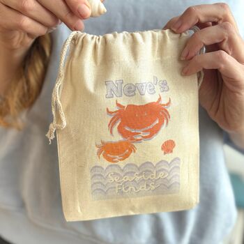 Personalised Crab Seaside Finds Bag, 3 of 5