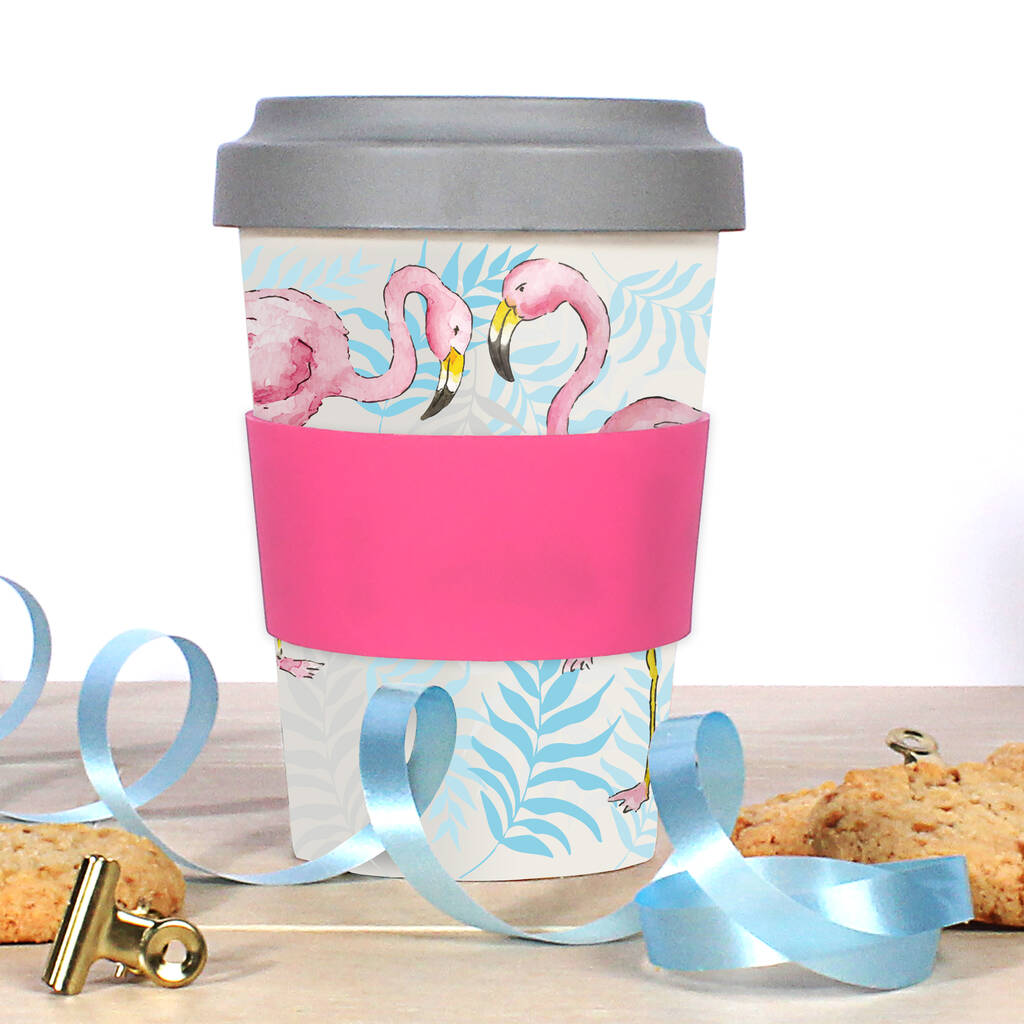 Image of Flamingo Eco Friendly 17 Oz Travel Mug Bamboo
