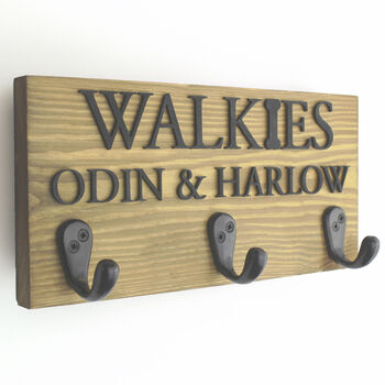 Personalied Walkies Dog Hook With Raised Black Wording, 3 of 7