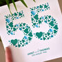 Personalised Love Hearts Emerald 55th Anniversary Card, thumbnail 5 of 6