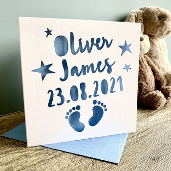 Personalised New Baby Footprints Card, 3 of 5