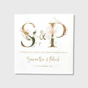 Personalised Wedding Day Card Gold And White Floral, 4 of 4