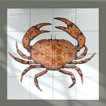 Crab Tile Mural Handprinted Ceramic Tile Set, 3 of 12