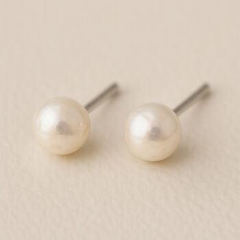 Sterling Silver White Freshwater Pearl Stud Earrings, 3 of 7