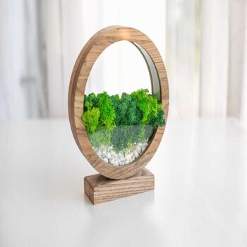 Round Wood Table Lamp With Preserved Moss, 8 of 12