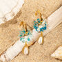 18 K Gold Plated Hoop Earrings With Flower And Pearl Drop, thumbnail 2 of 11