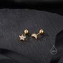 Mismatched Moon And Star Cz Barbell Earrings, thumbnail 4 of 11