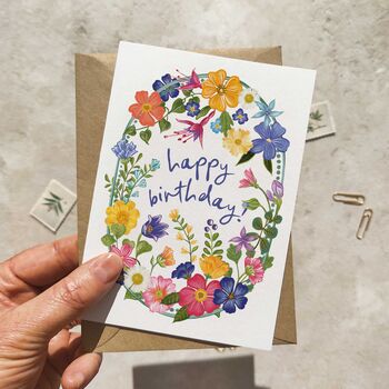 Whimsical Floral Garden Birthday Card, 3 of 4