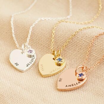 Personalised 30th Birthday Heart Birthstone Necklace, 2 of 11