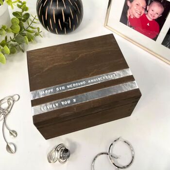Personalised Wooden Anniversary Cufflink/Trinket Box, 3 of 11