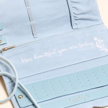 Blue Floral Embroidered Velvet Jewellery Roll, 4 of 6