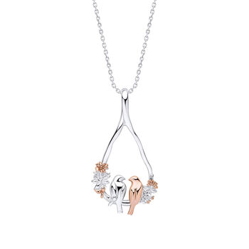 Rose Gold And Sterling Silver Love Bird Necklace, 3 of 3