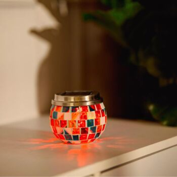 Solar Glass Lantern LED Mosaic Lighting Outdoor Decor, 7 of 12
