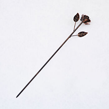 Recycled Iron Distressed Copper Rose Garden Stake, 5 of 6