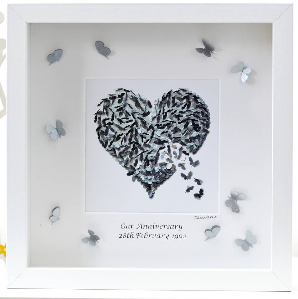 silver wedding anniversary wall art/ butterfly art by inkywool