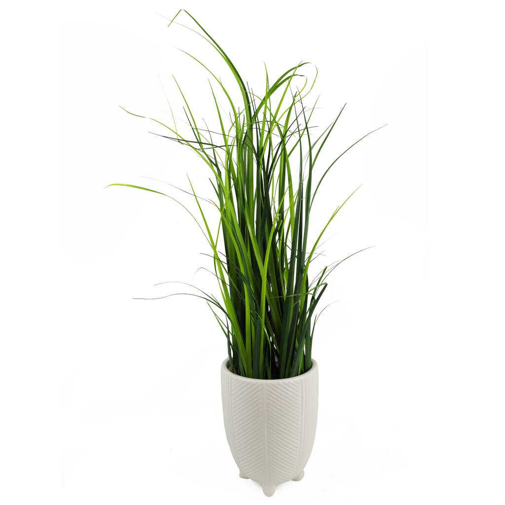 Artificial Grass Plant With White Ceramic Planter, 1 of 5