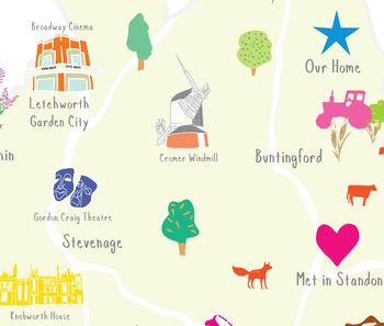 Personalised Hertfordshire Map: Add Favourite Places, 4 of 4