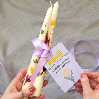 Pressed Flower Taper Candle Set With Birthday Flower, 7 of 8