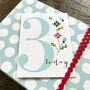 Mini Cross Stitch 3rd Birthday Card, thumbnail 1 of 5