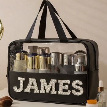 Personalised Pearl Clear Panel Cosmetic Case, 2 of 2