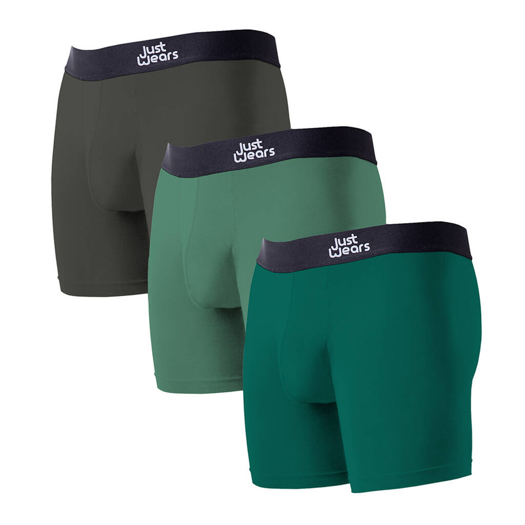 Super Soft Boxer Briefs - Anti-Chafe & No Ride Up Design - Three Pack -  Blues & Green by JustWears
