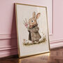 Pink Vintage Bunny Girl Nursery Print, thumbnail 1 of 7
