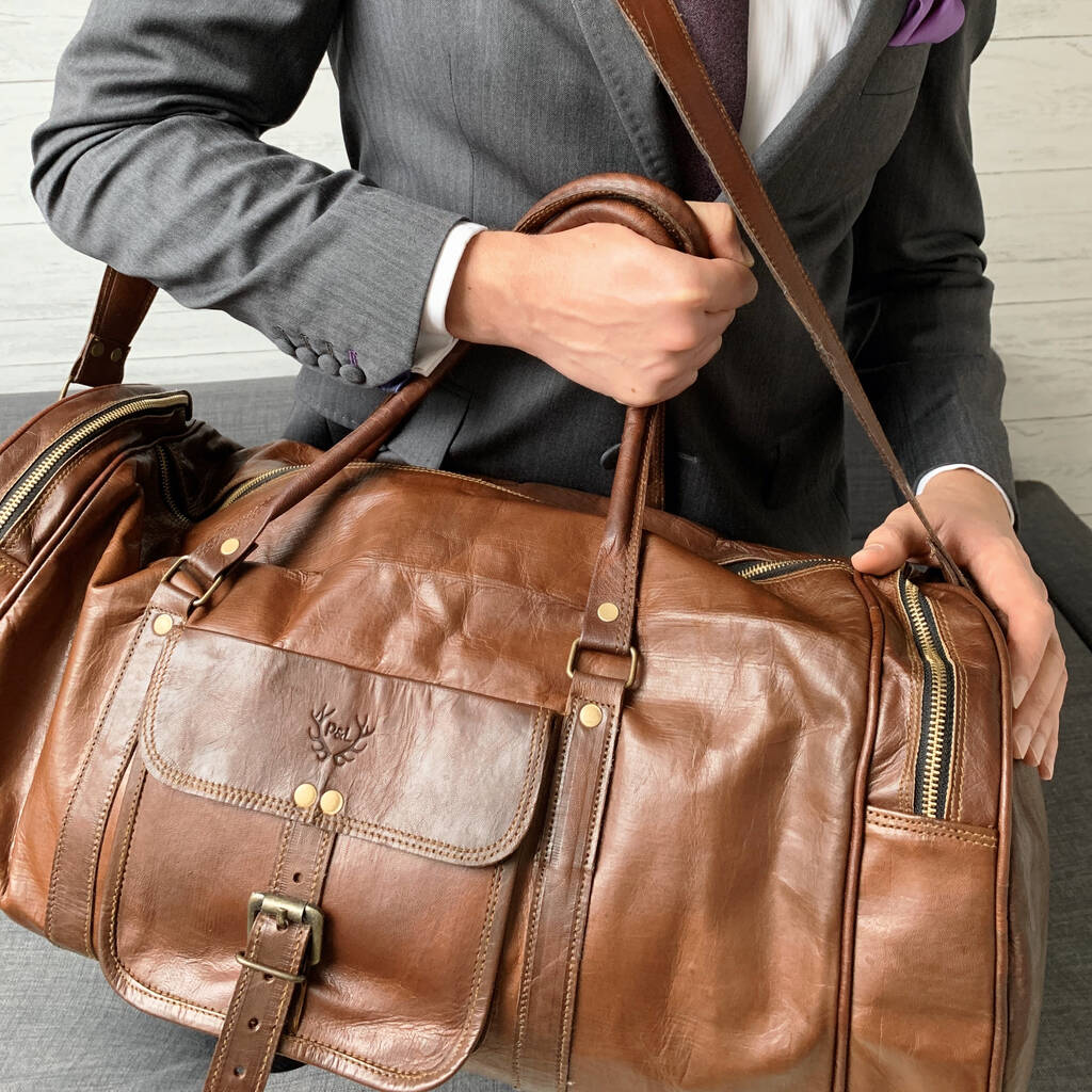 white leather holdall