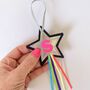 Vegan Leather Small Personalised Star Hanging, thumbnail 2 of 6