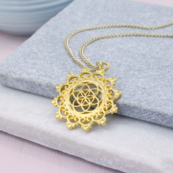 Gold Plated Seed Of Life Talisman Necklace, 6 of 8