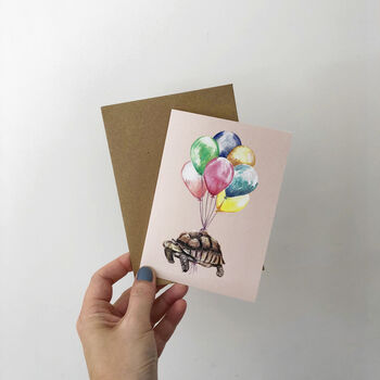 Balloon Tortoise Hand Painted Birthday Card, 2 of 3