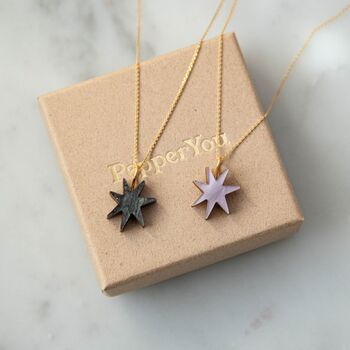 Hand Drawn Star Necklace In Teal, Lilac Or Black, 2 of 6