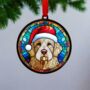 Goldendoodle In Santa Hat Suncatcher Decoration, thumbnail 2 of 6