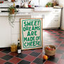 Kitchen Food Print Funny Cheese Typography Wall Art, thumbnail 6 of 9